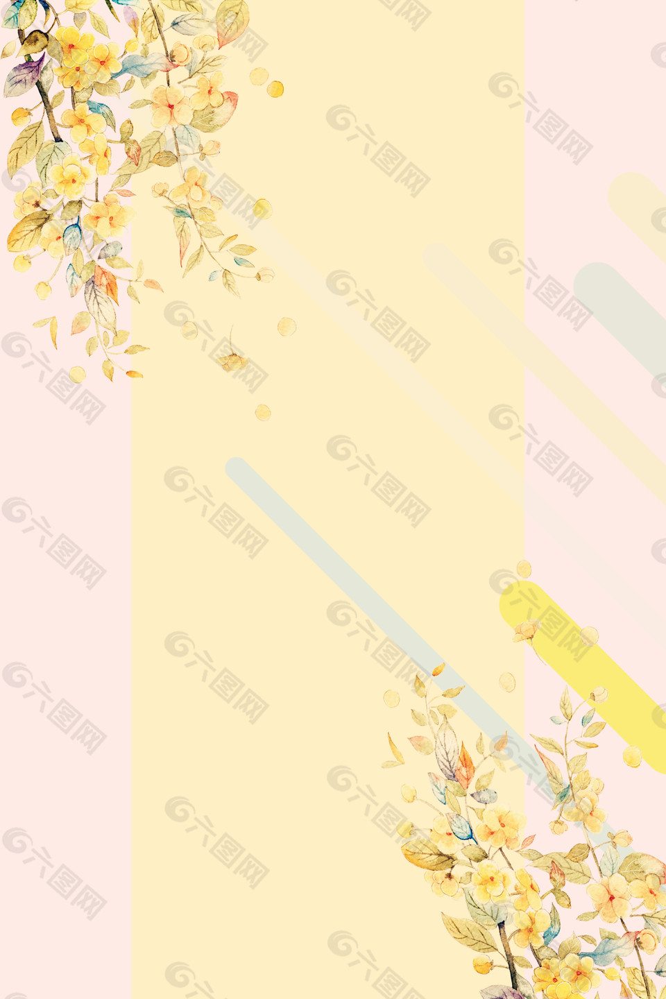 夏日手繪小清新女裝花枝背景