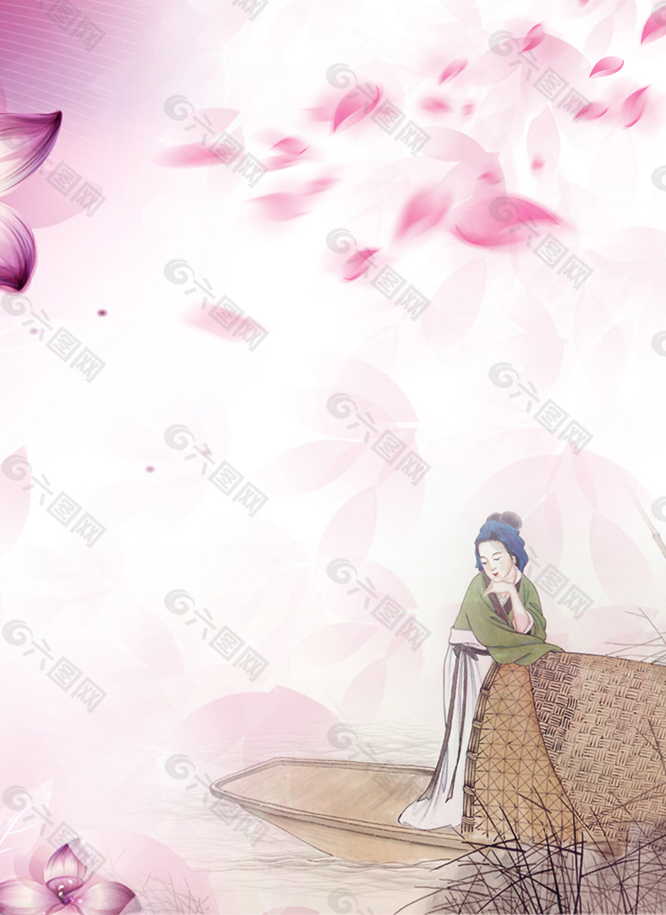 中國風花瓣古韻母親節(jié)背景