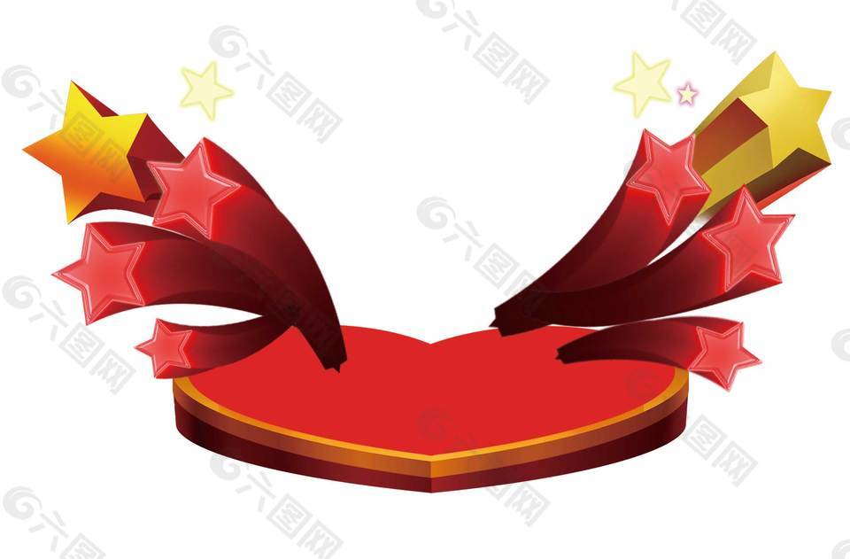 卡通心形五角星愛心png元素