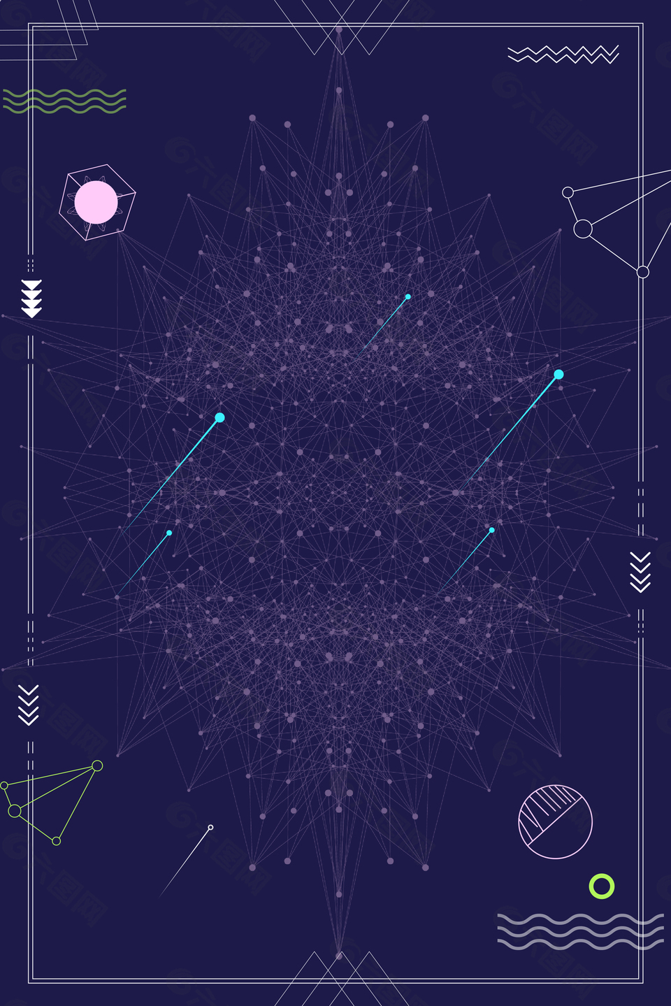 梦幻星空宇宙简约边框背景