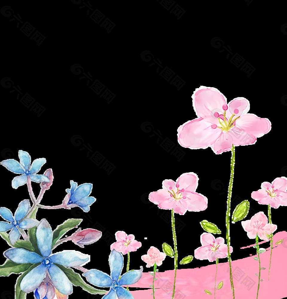 手绘水彩花朵装饰素材