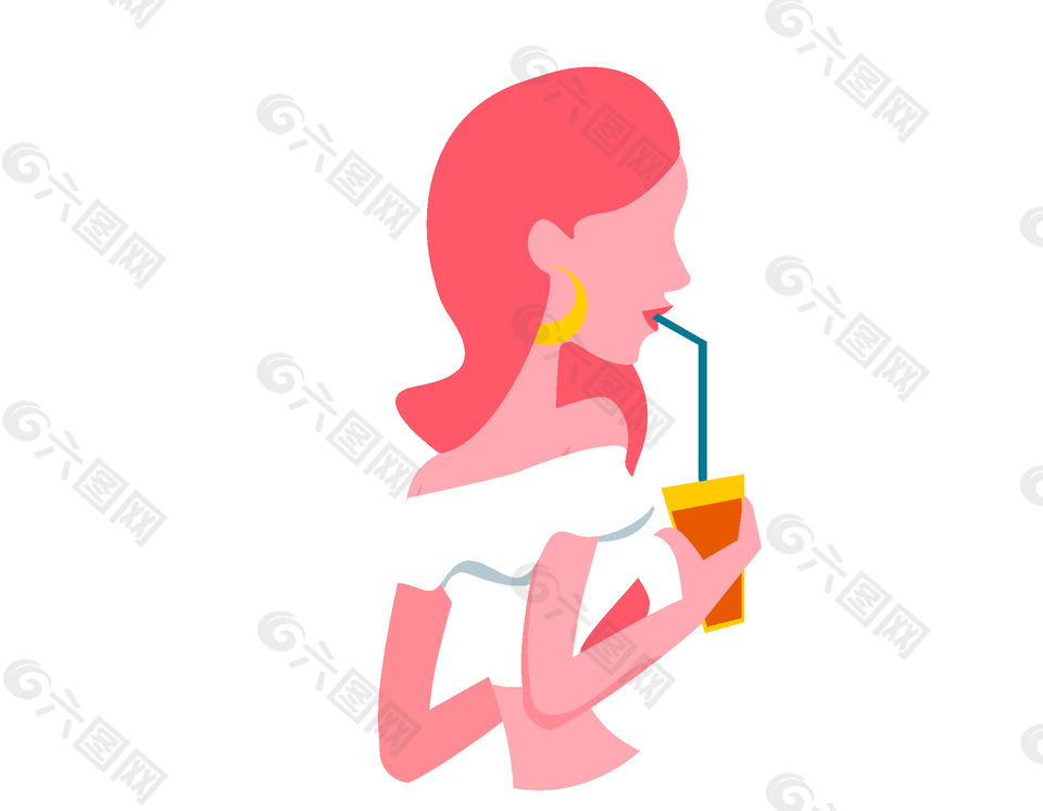 卡通時尚美女元素