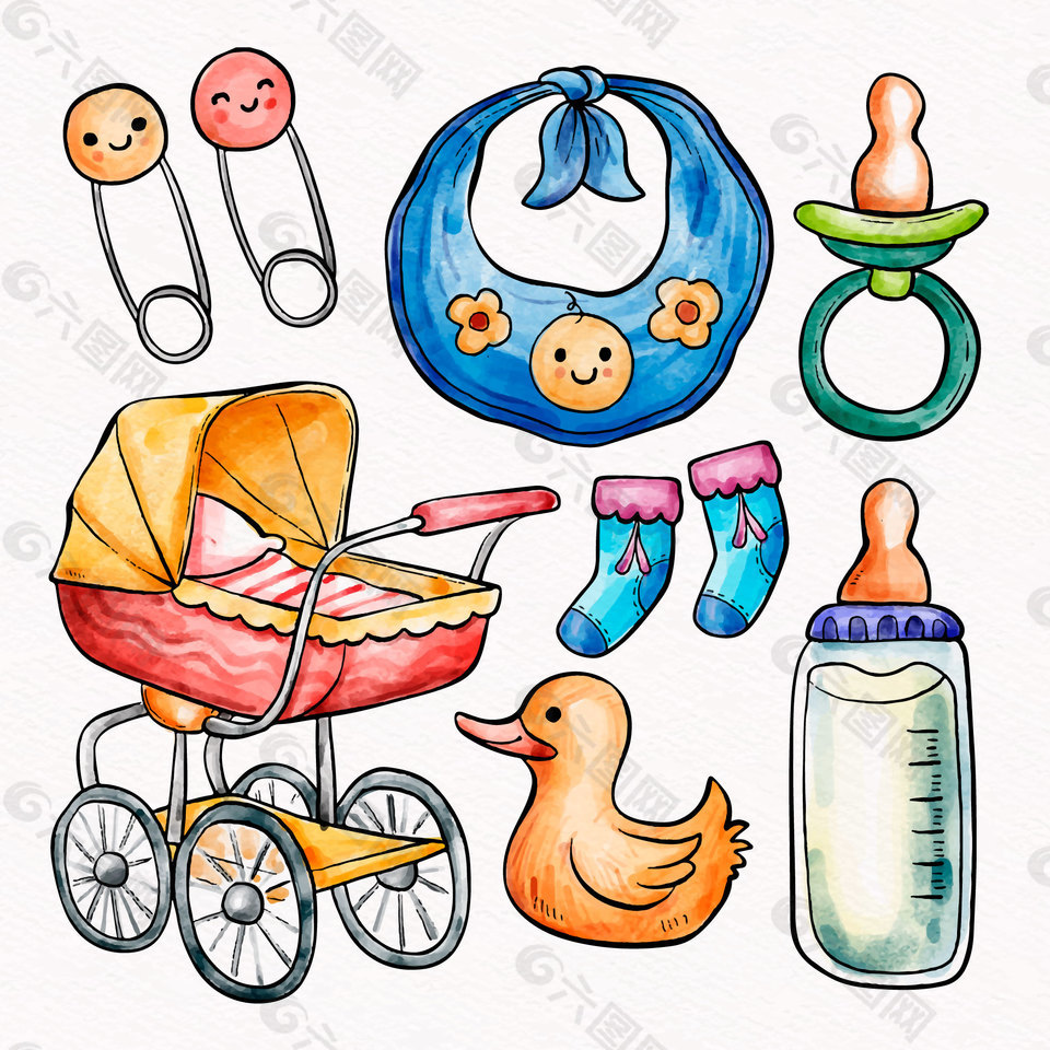 可爱风格彩绘婴幼儿产品装饰元素