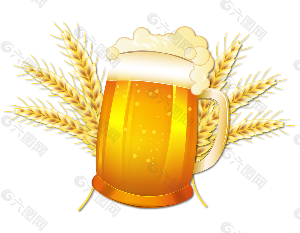 卡通小麥啤酒元素