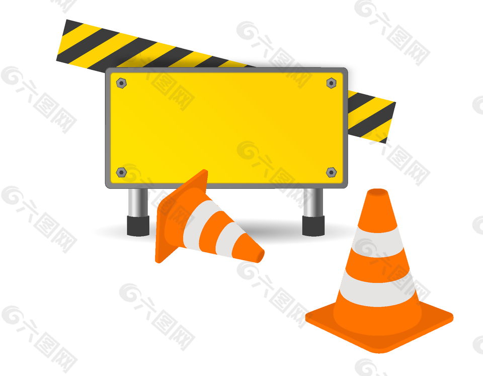 卡通路障安全錐元素