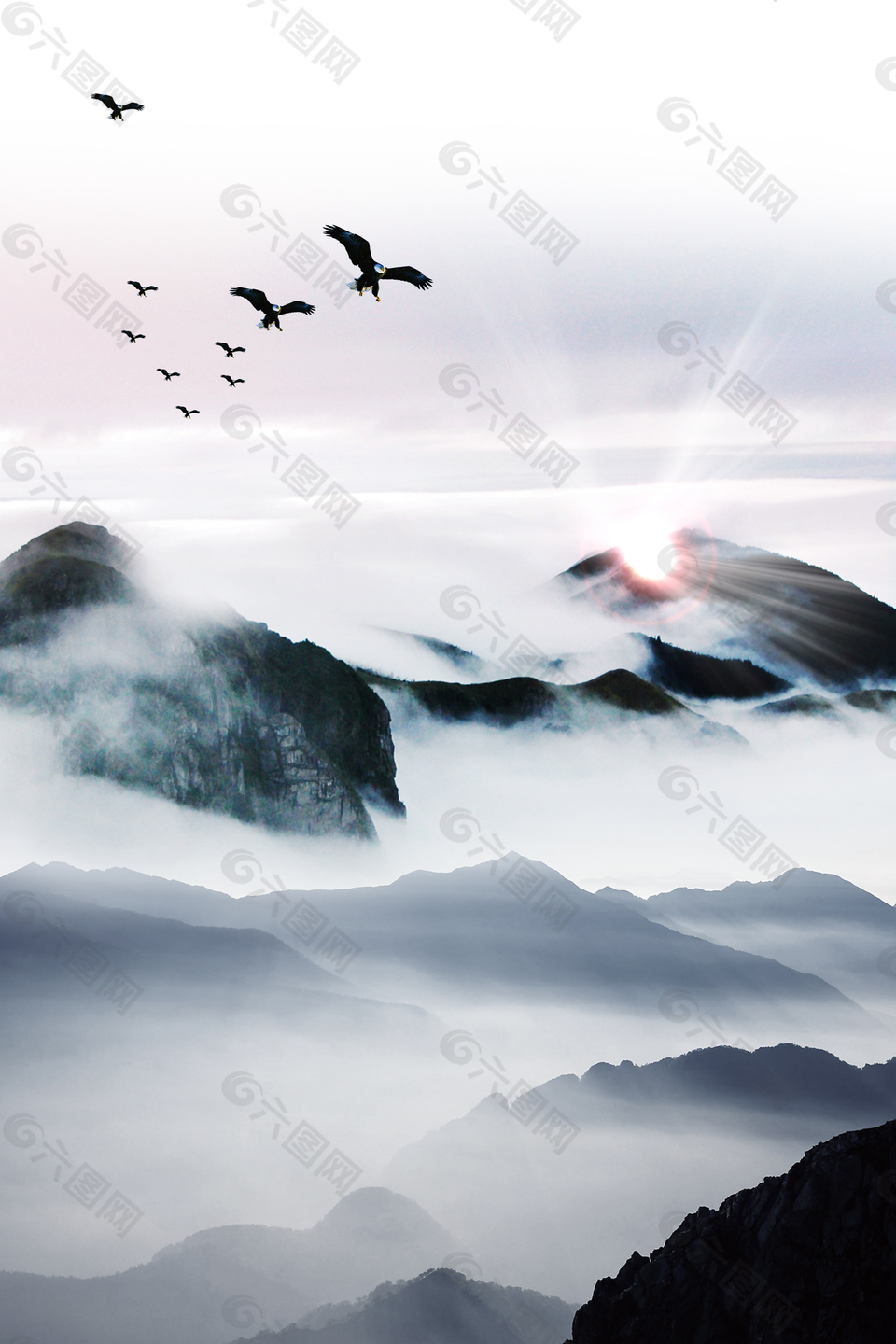 國風(fēng)水墨山水畫背景
