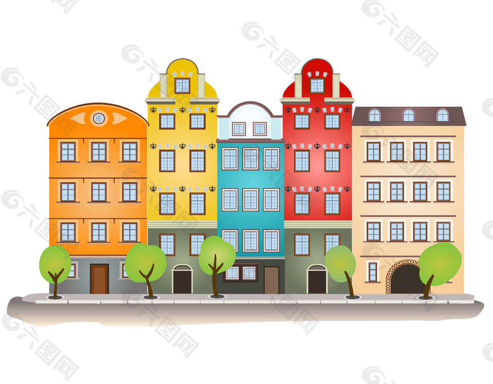 卡通建筑高層元素