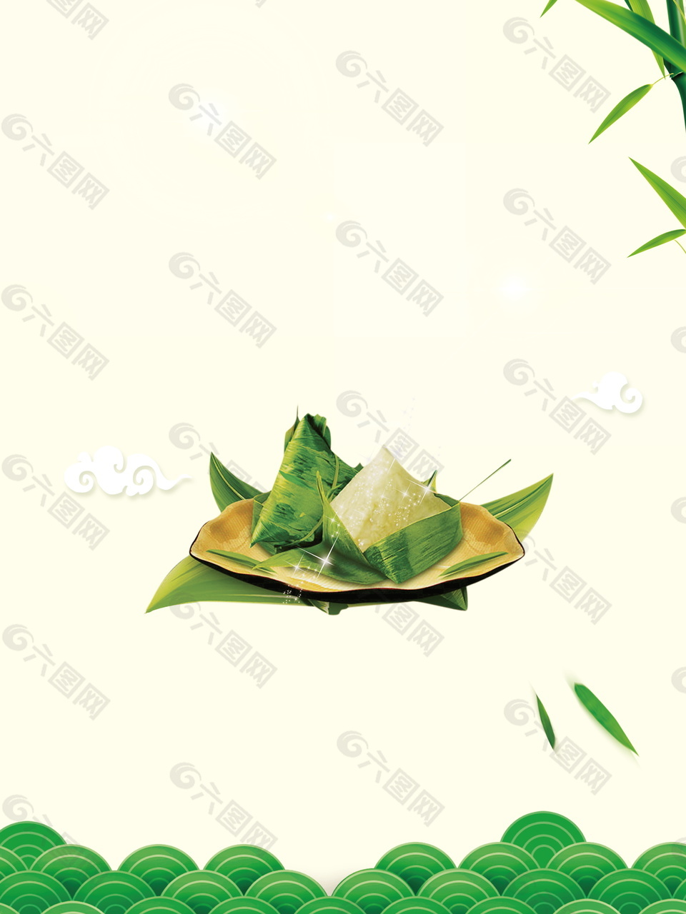 简约端午吃粽子传统节日背景素材