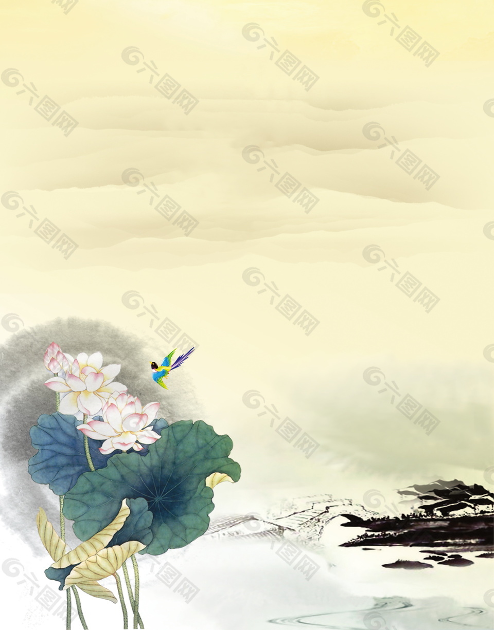 大氣荷花海報背景素材