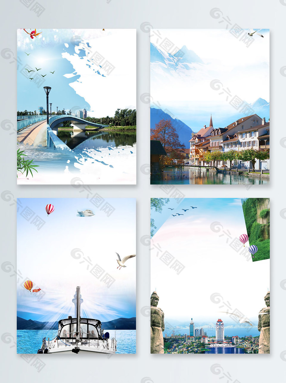 小清新世界古跡遺址日廣告背景