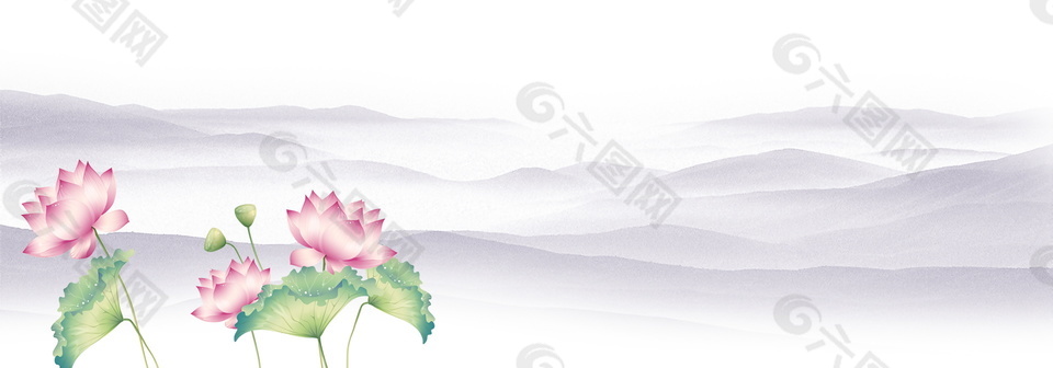 淡雅浪漫簡(jiǎn)約荷花背景設(shè)計(jì)