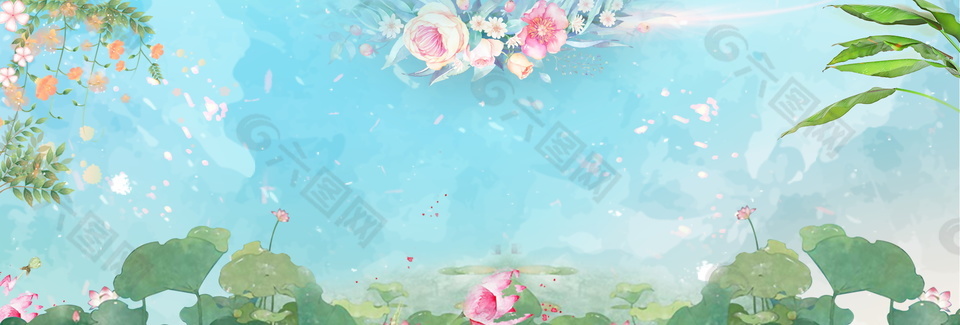日系清新荷花風(fēng)格背景圖