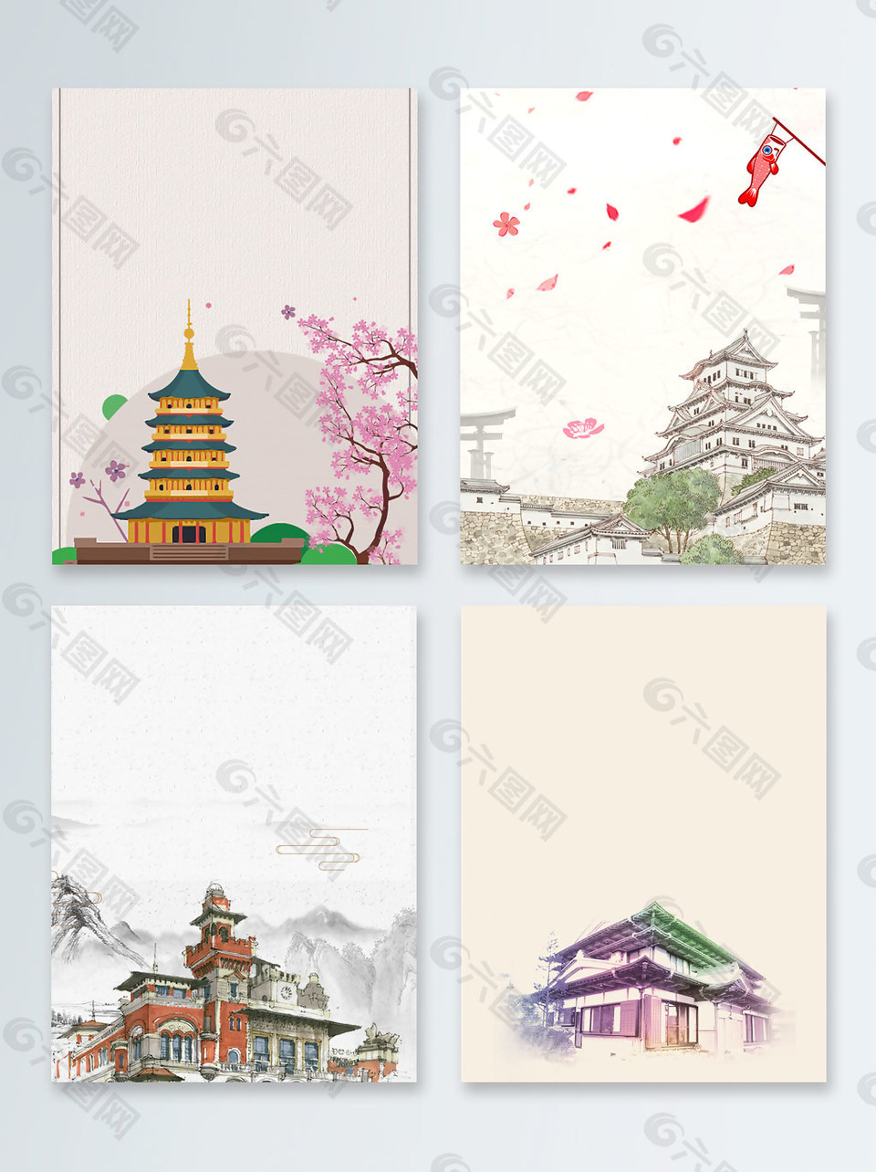 简约高塔世界文明古迹广告背景