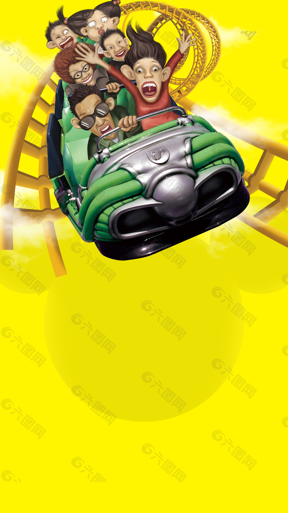 兒童節(jié)游樂(lè)場(chǎng)過(guò)山車(chē)卡通背景素材