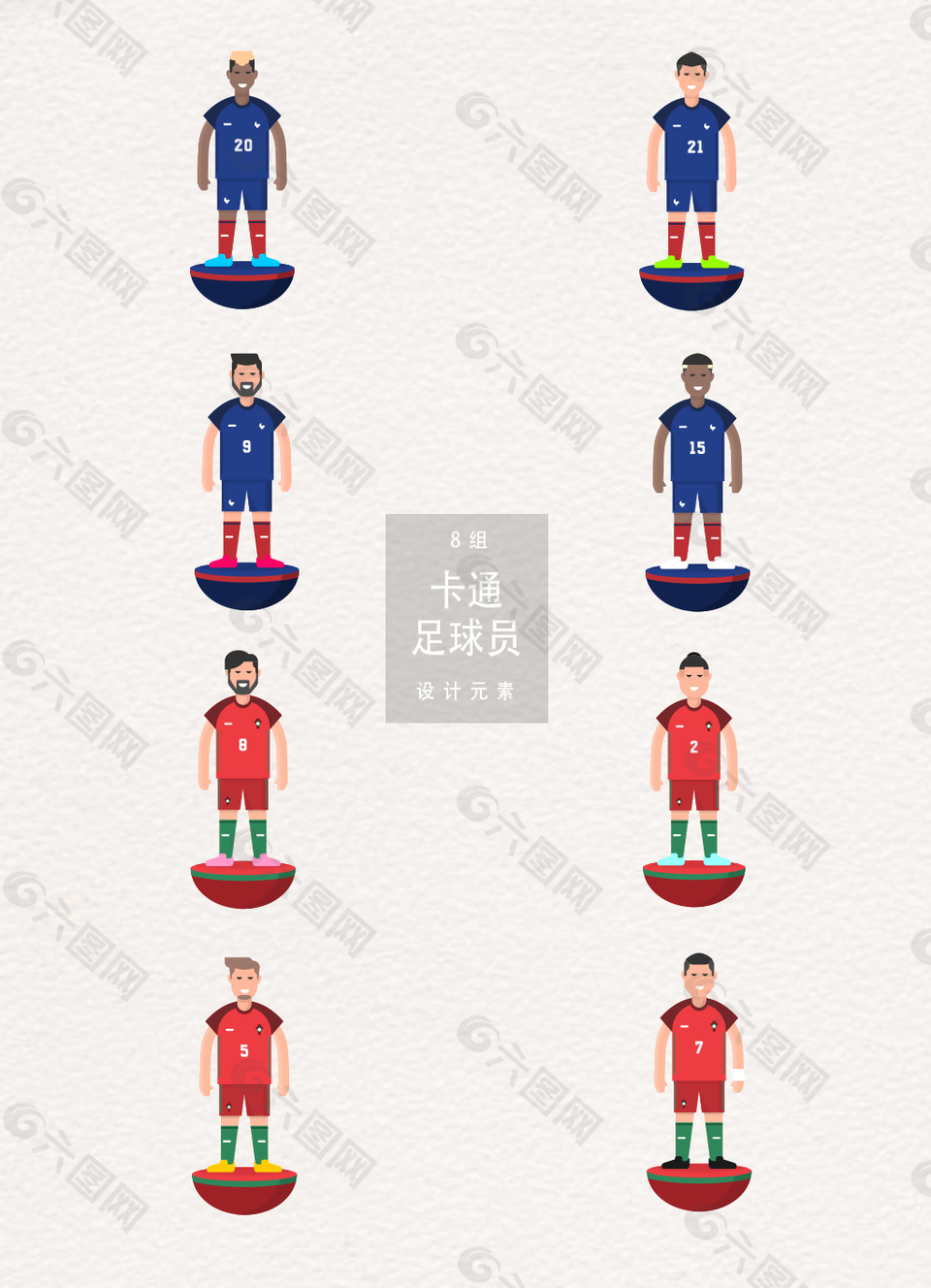 矢量卡通足球員素材