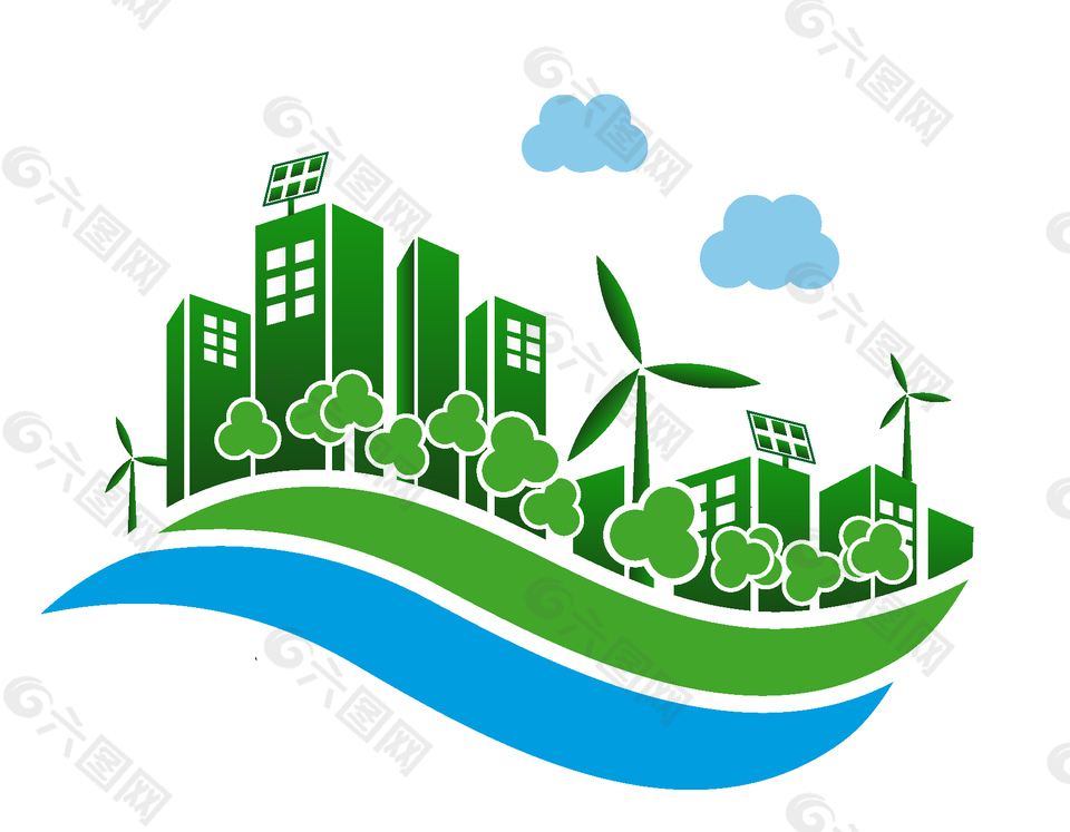 綠色橫條上的節(jié)能環(huán)保家園矢量圖