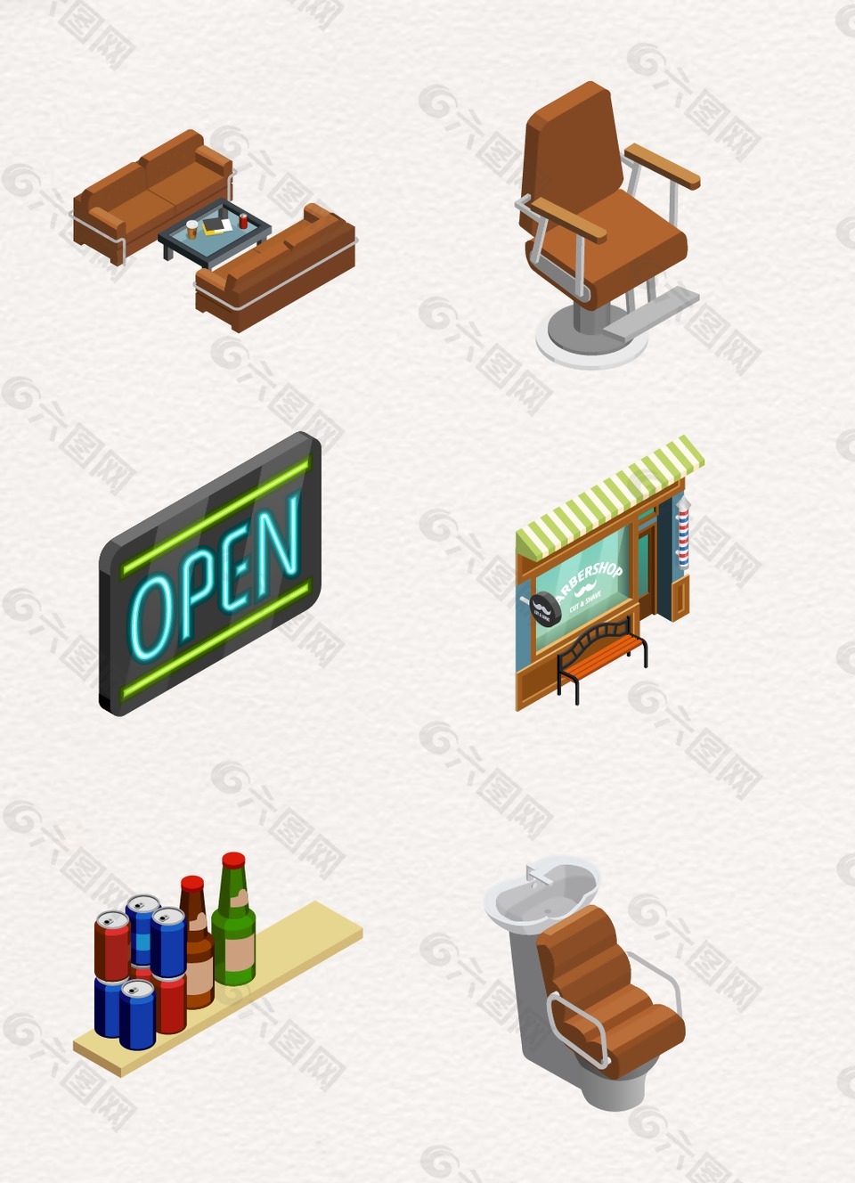 棕色理發(fā)店設(shè)計(jì)元素