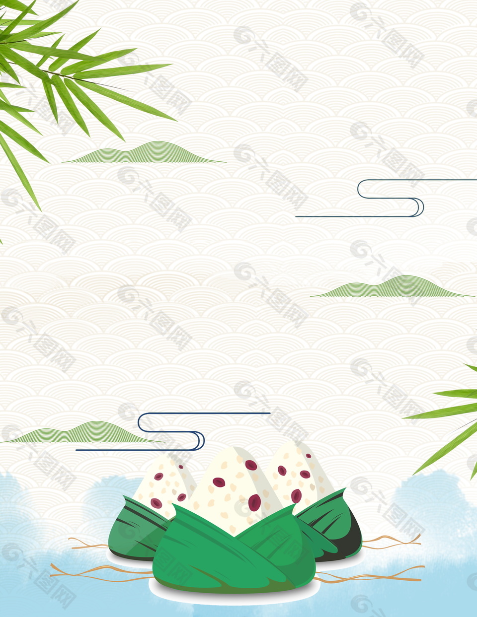 簡(jiǎn)約粽葉表情粽端午節(jié)海報(bào)背景設(shè)計(jì)