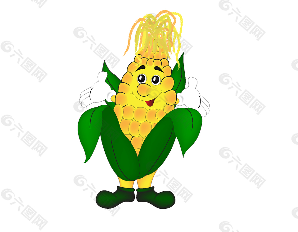手繪卡通成熟的玉米矢量圖