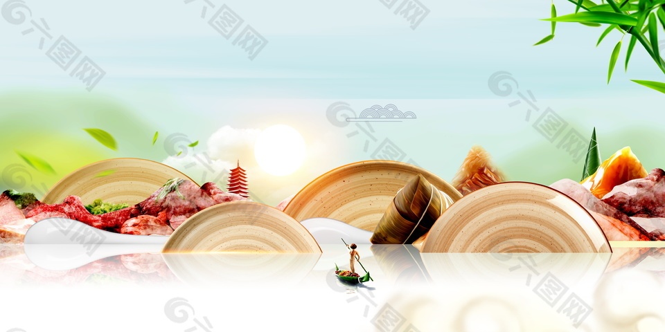中国风端午节美味粽香海报背景设计