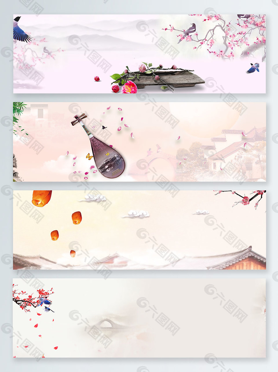 彩繪水墨中國風banner背景