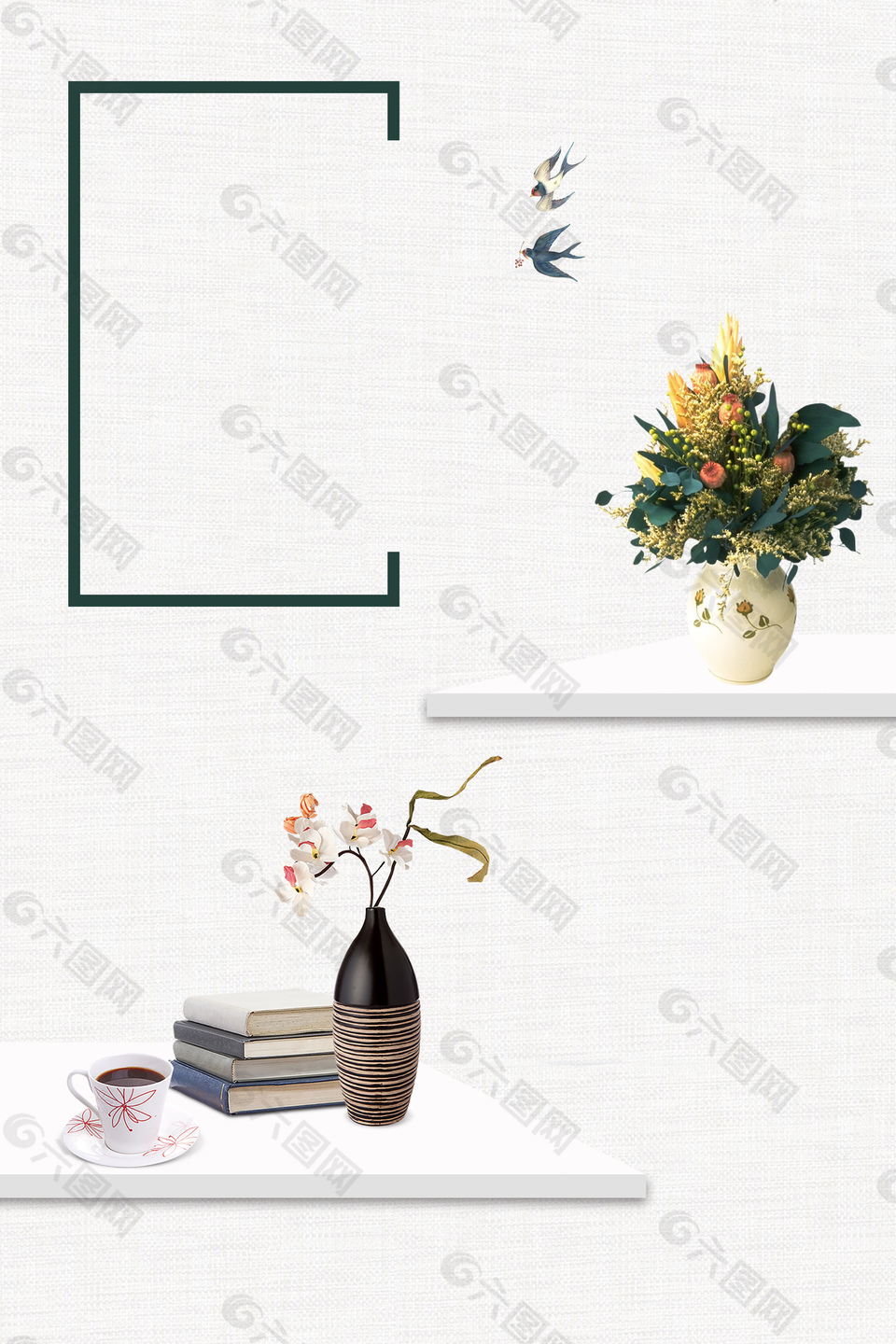 灰色調(diào)花瓶背景效果圖