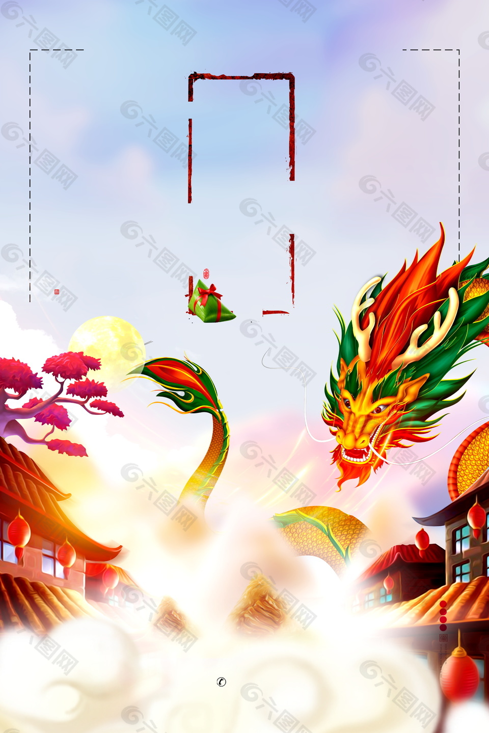 霸氣龍頭云層廣告背景