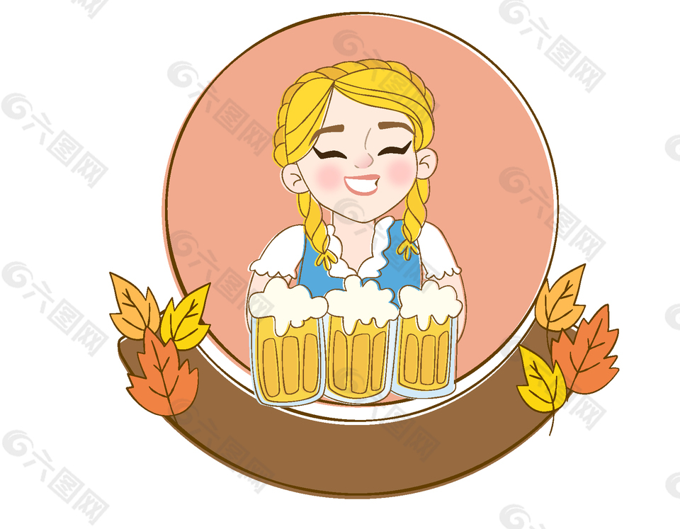 圓圈里的啤酒美女矢量圖
