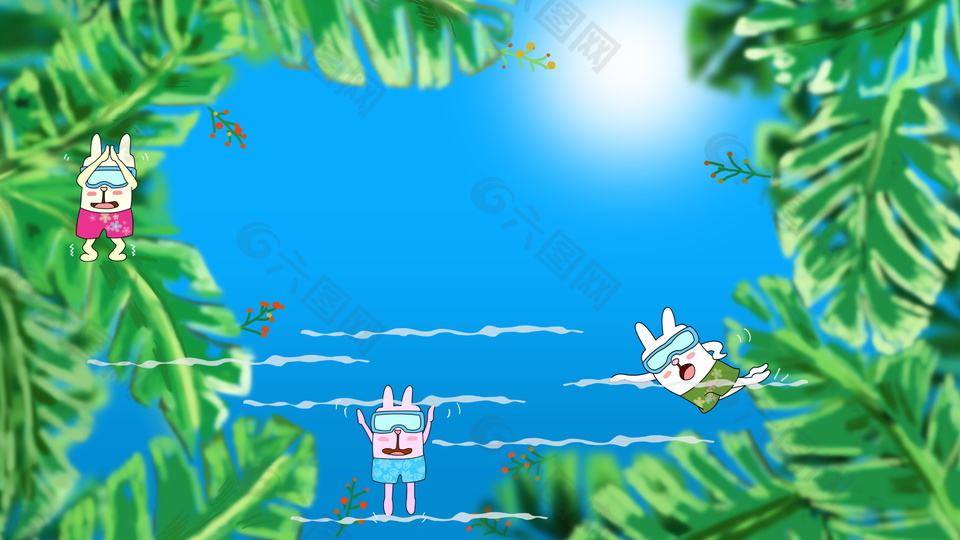 夏季大海游泳海报背景图