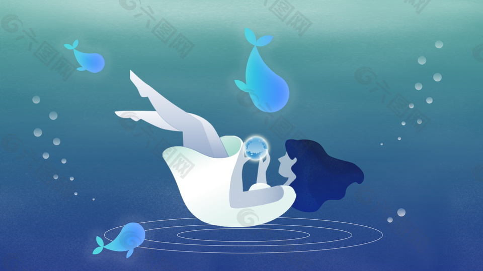夏季海底美人美人鱼海报背景图