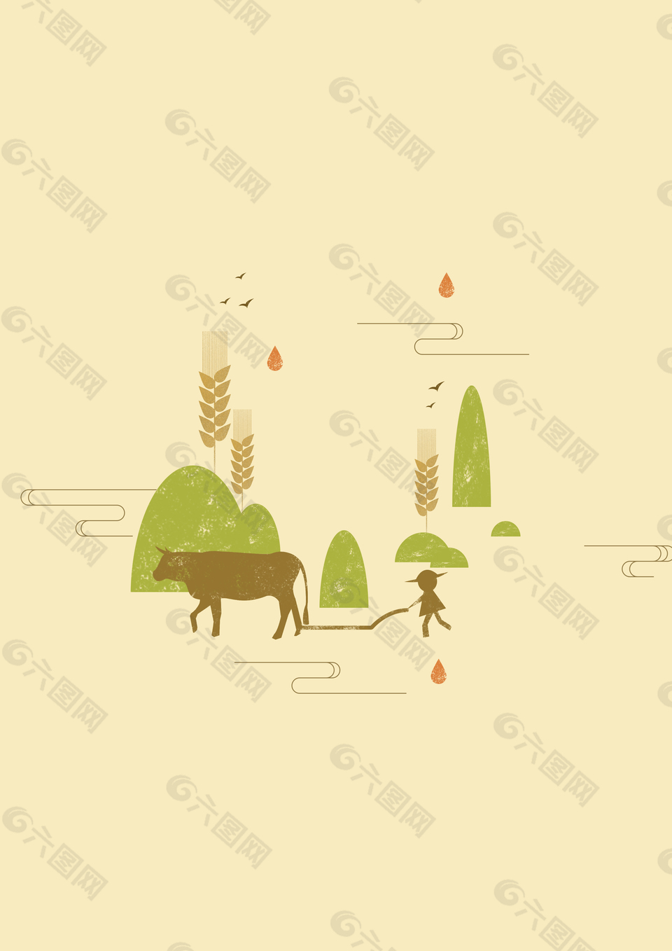 芒種手繪插畫(huà)海報(bào)背景