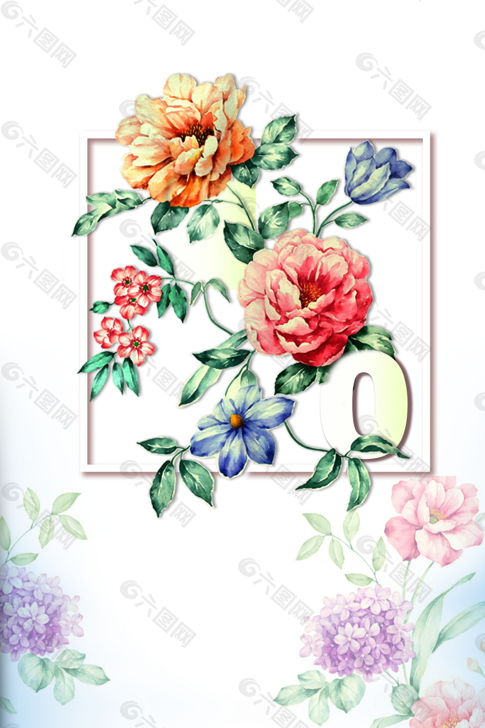文艺清新素描花朵广告背景