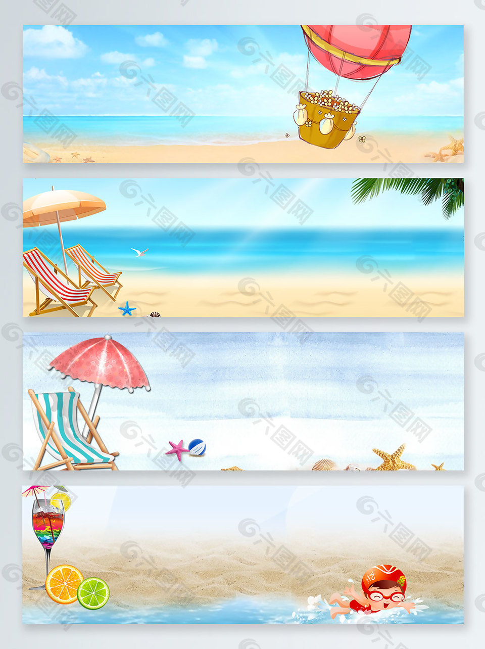 沙灘椅夏季促銷banner背景