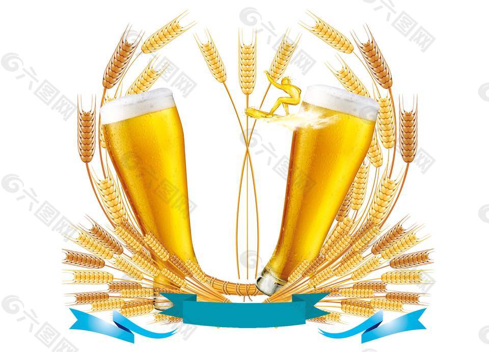 純糧小麥釀造啤酒PNG元素
