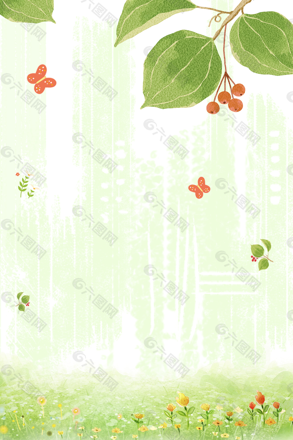 绿色手绘小清新春季早春新品背景