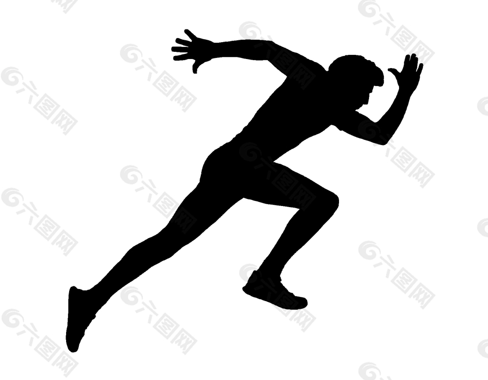 卡通黑色跑步運動剪影矢量元素