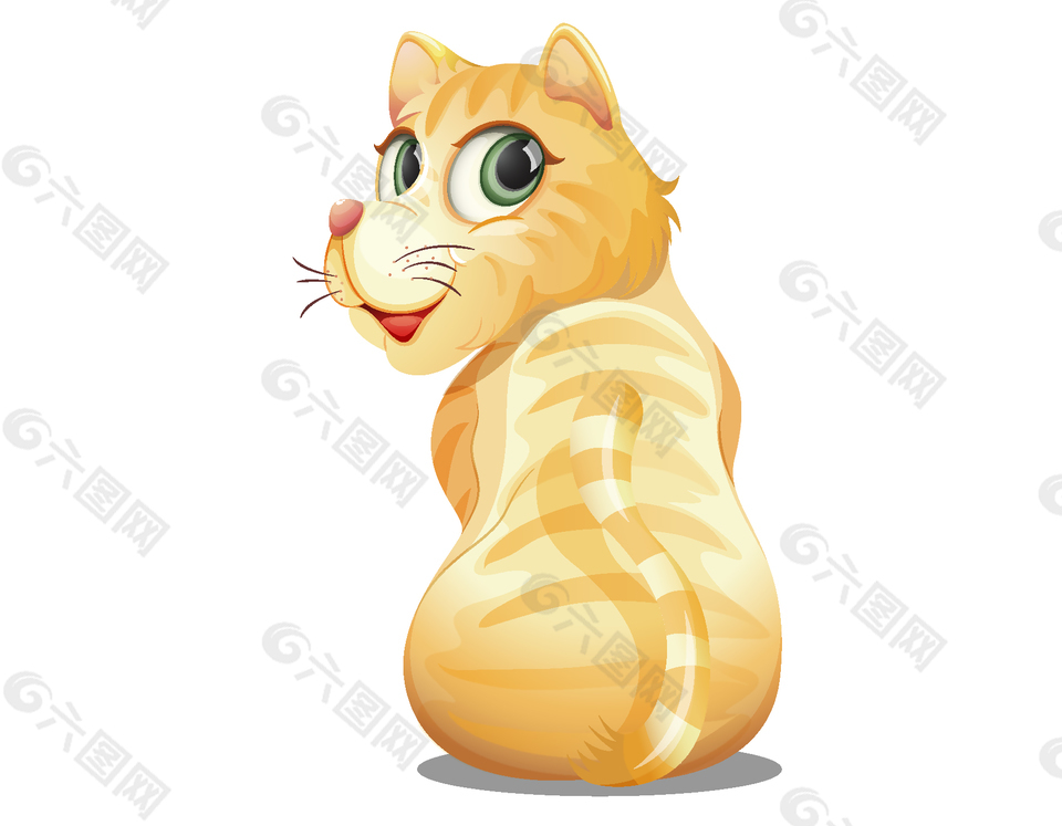 卡通美女貓咪矢量元素