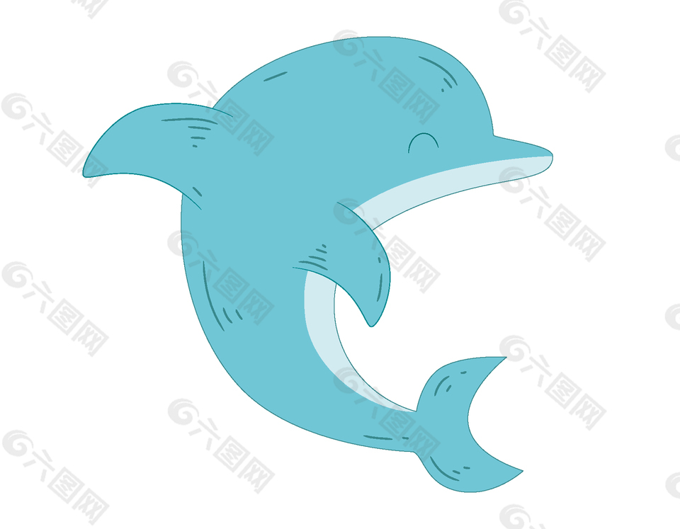 卡通藍色海豚矢量元素