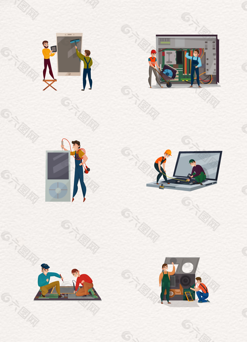 卡通手繪維修工人矢量素材
