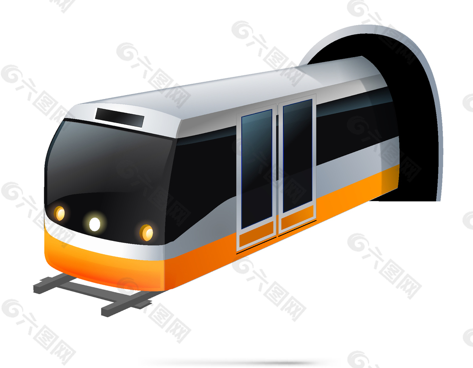 矢量剛出隧道的火車頭元素