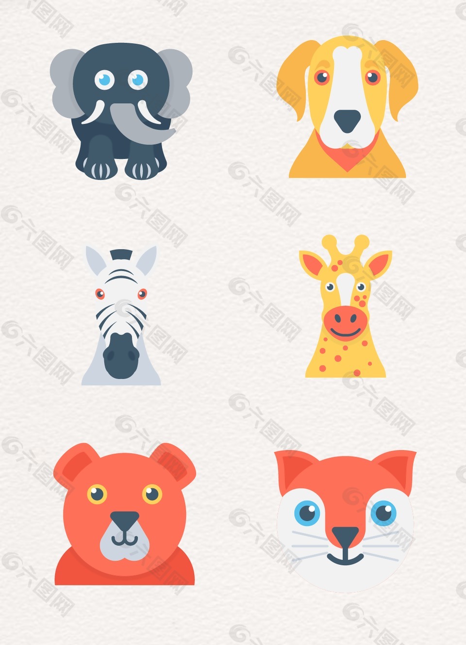 彩色卡通設計動物