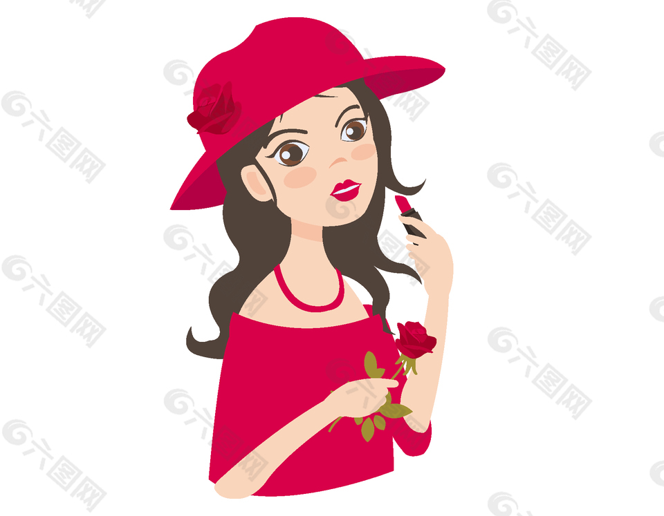 矢量手繪愛(ài)美時(shí)尚女孩