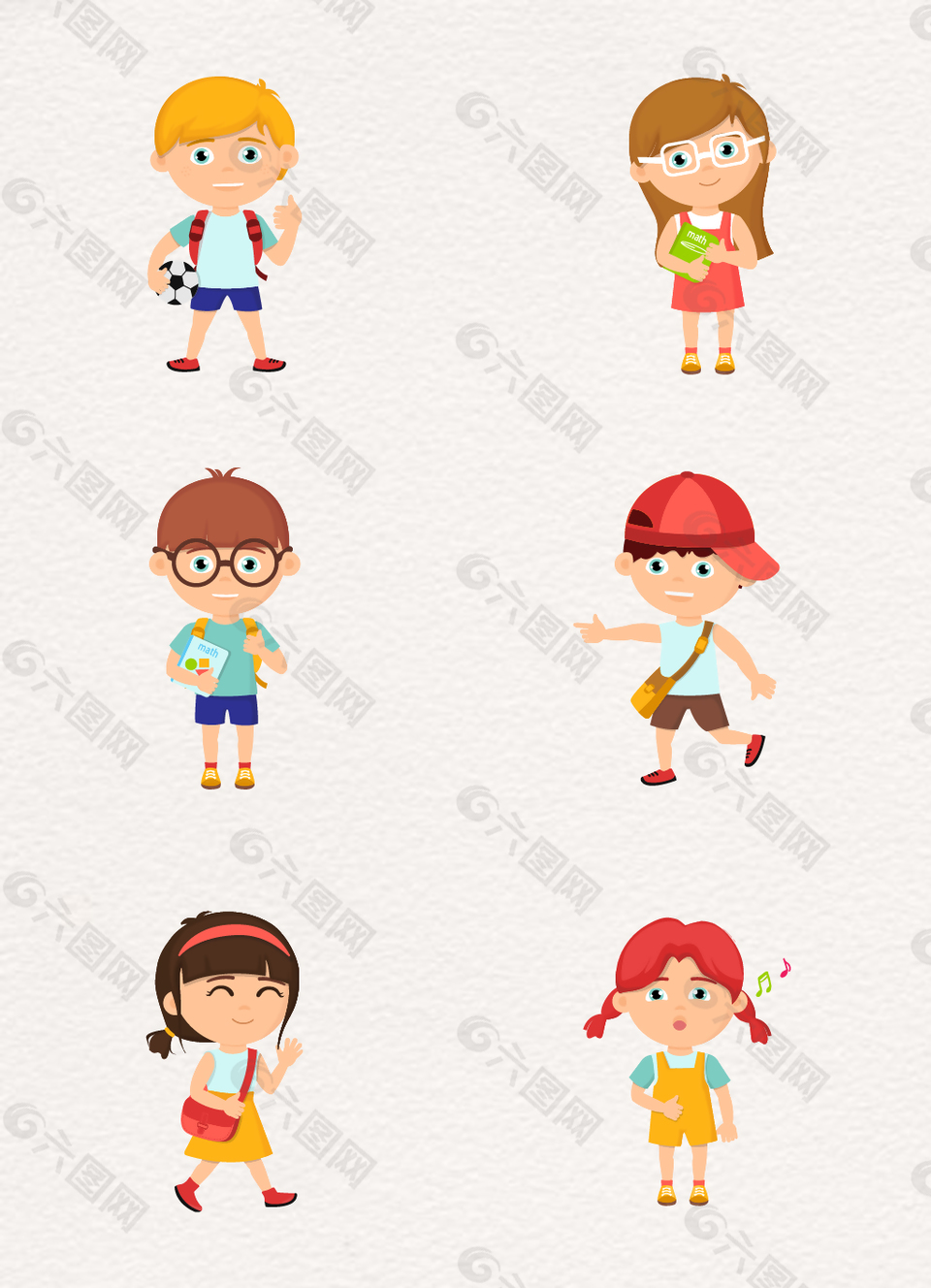 開學(xué)季素材卡通兒童幼兒園學(xué)生矢量素材