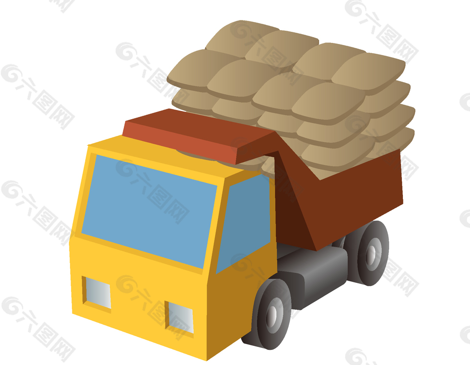 簡(jiǎn)約手繪城市運(yùn)輸車矢量圖