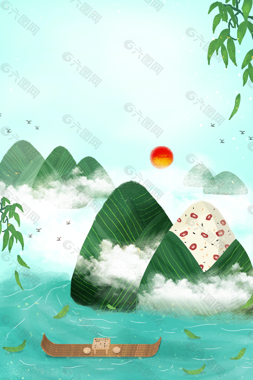 濃情端午端午節(jié)快樂背景模板