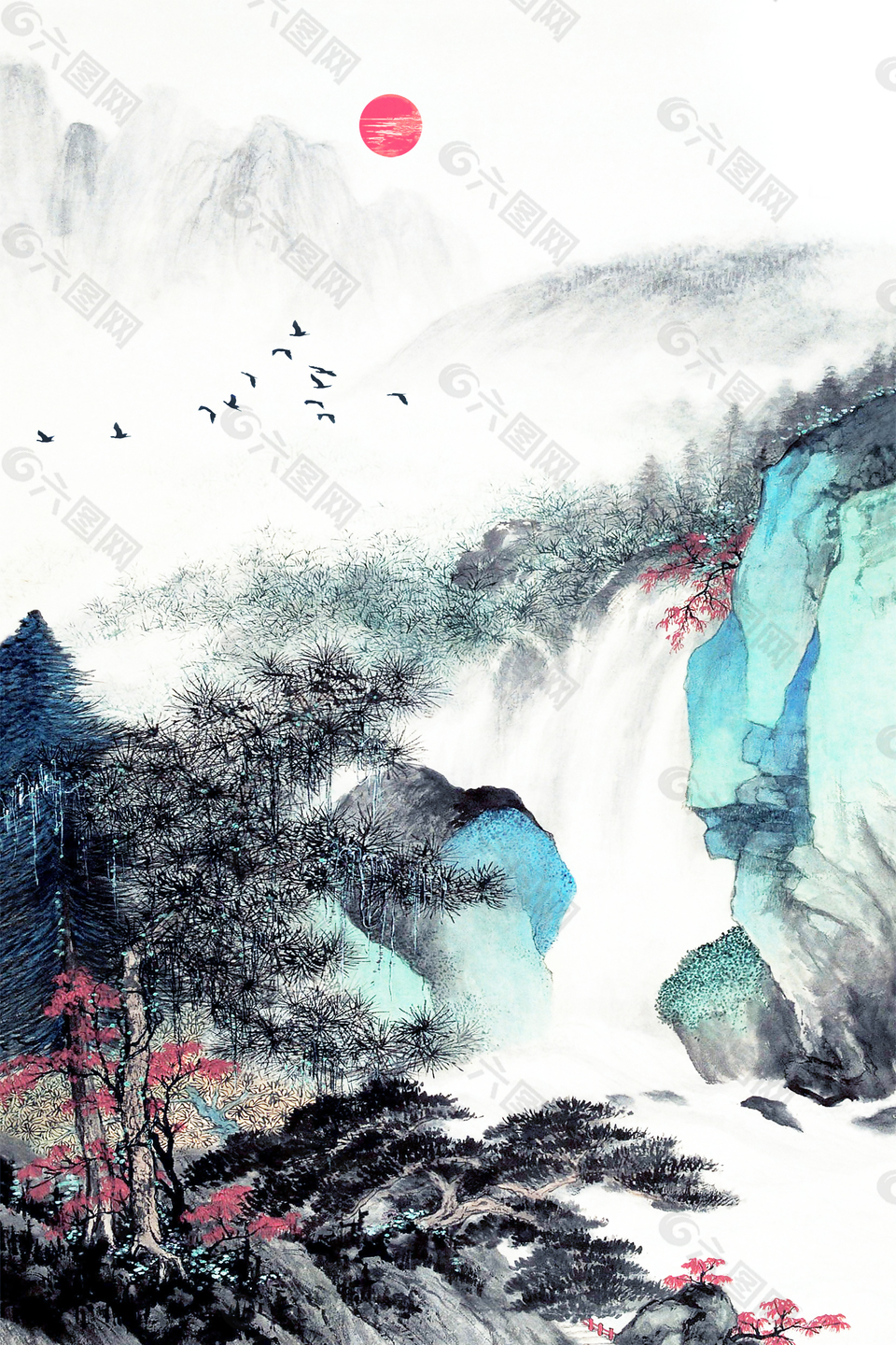 中國風(fēng)山水意境裝飾背景
