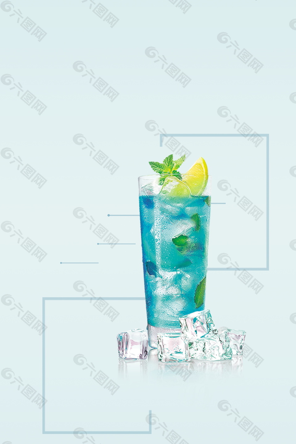 藍(lán)色薄荷檸檬夏季飲料背景素材