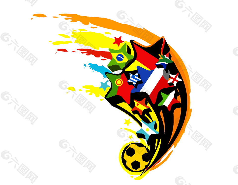 抽象彩色星星足球元素