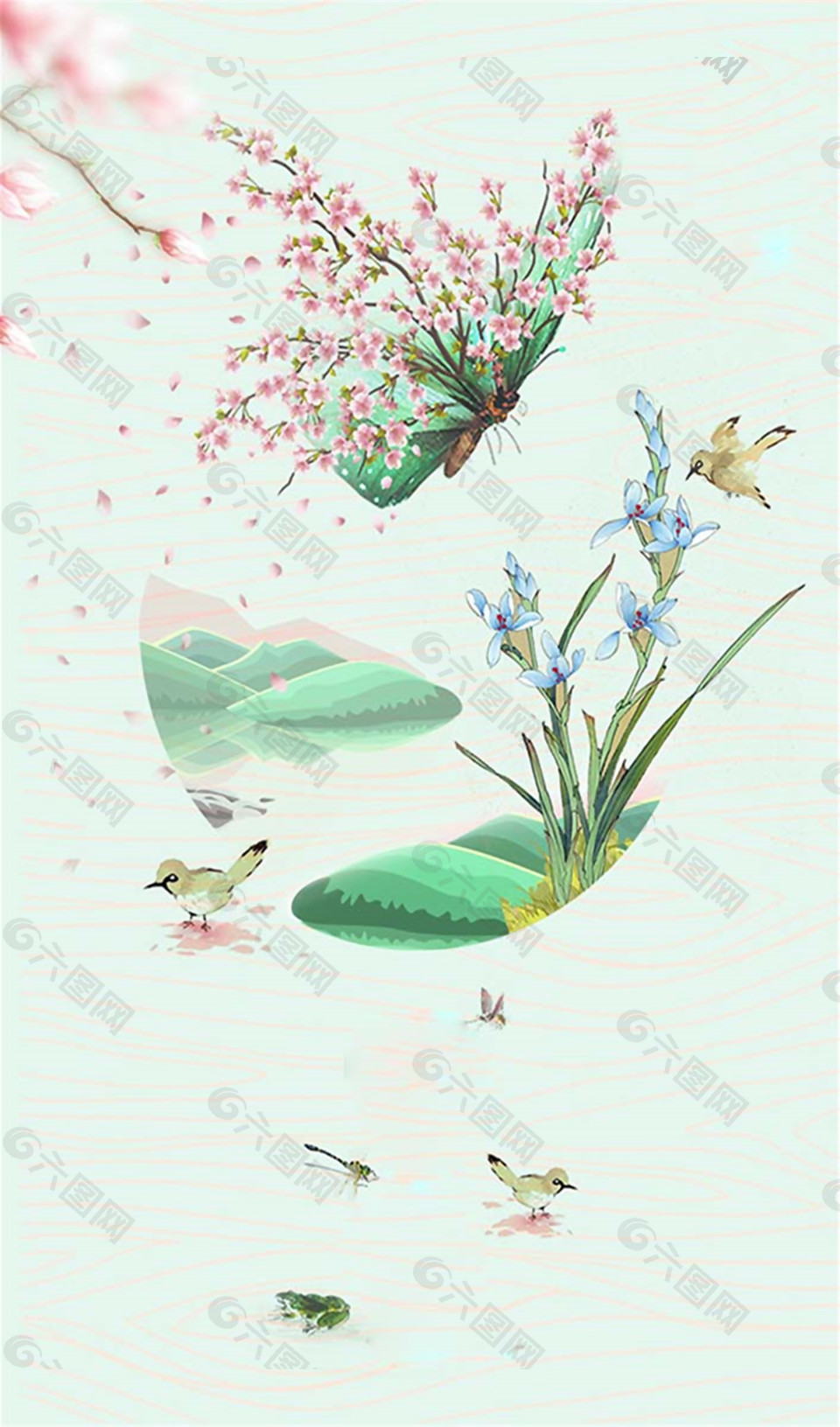 清新夏至花朵植物海報背景設(shè)計