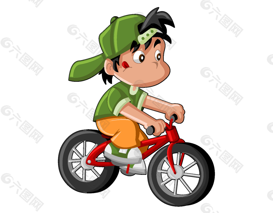 騎單車男孩矢量圖